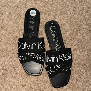 Calvin Klein Black Logo Slide Sandals